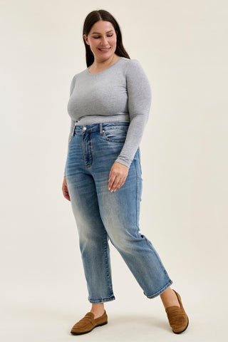 Judy Blue High Waist Tummy Control Peggy Ankle Straight Denim Jeans 881166
