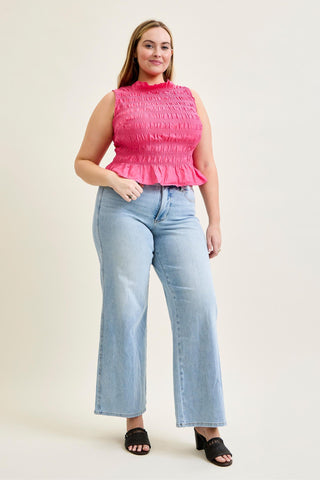 Judy Blue High Waist Tummy Control Retro Wide Leg Denim Jeans 881128
