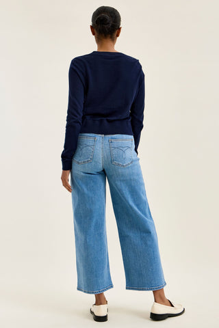 Judy Blue Mid Rise Claudia Ankle Wide Leg Denim Jeans 82738