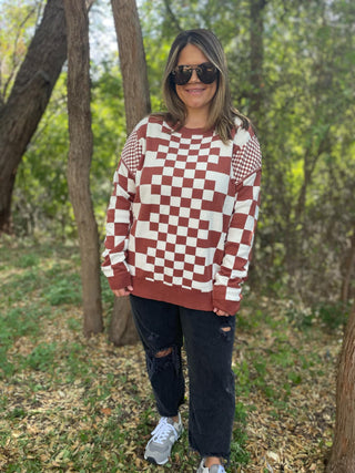 One Eleven North All Checkered Out Sweater in Four Colors