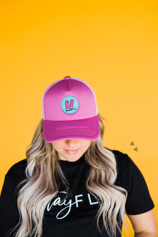 2 Fly Vintage Boots Pink Trucker Hat