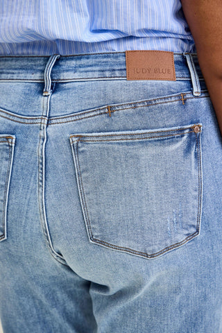 Judy Blue Mid Rise Vintage Wash Cell Phone Pocket Slim Denim Jeans 82626