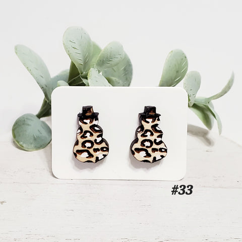 Christmas Wood Studs | Style 33-Sunshine and Wine Boutique