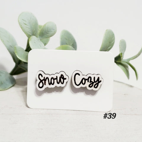 Christmas Wood Studs | Style 39-Sunshine and Wine Boutique