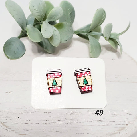 Christmas Wood Studs | Style 9-Sunshine and Wine Boutique