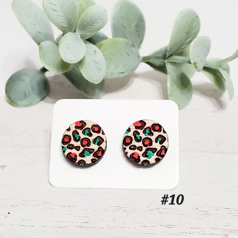 Christmas Wood Studs | Style 10-Sunshine and Wine Boutique