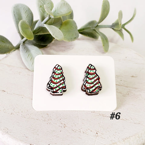 Christmas Wood Studs | Style 6-Sunshine and Wine Boutique