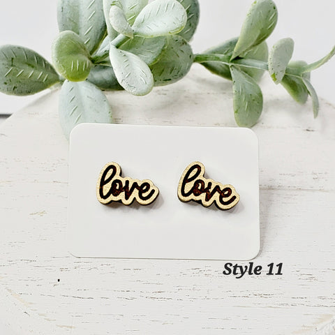 Love Wood Studs | Style 11-Sunshine and Wine Boutique