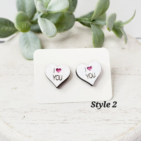 Love Wood Studs | Style 2-Sunshine and Wine Boutique