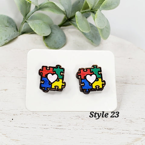 Love Wood Studs | Style 23-Sunshine and Wine Boutique