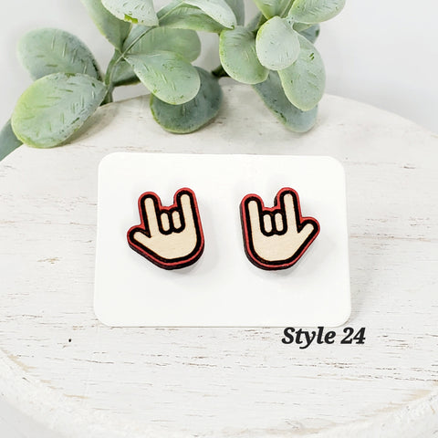 Love Wood Studs | Style 24-Sunshine and Wine Boutique