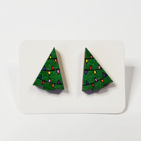 Christmas Wood Studs | Style 40-Sunshine and Wine Boutique