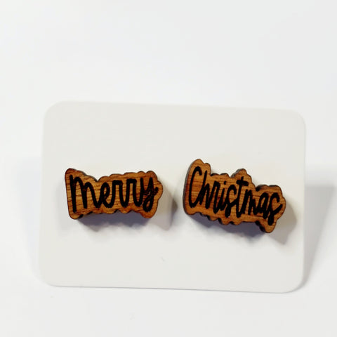 Christmas Wood Studs | Style 11-Sunshine and Wine Boutique