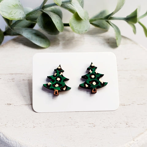 Christmas Wood Studs | Style 41-Sunshine and Wine Boutique