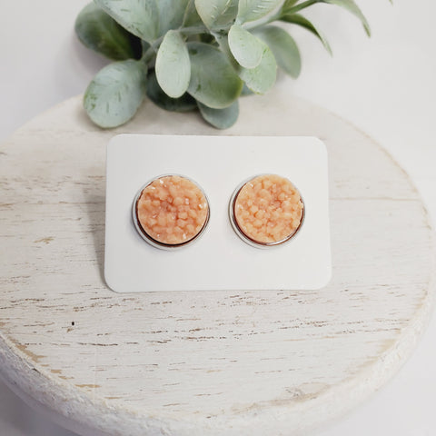 12MM Peach Studs-Earrings-Sunshine and Wine Boutique