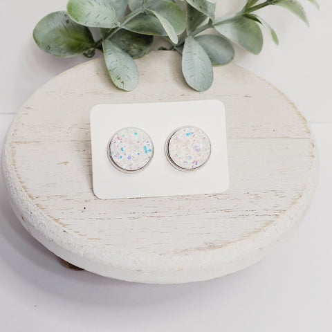 12MM White Studs-Earrings-Sunshine and Wine Boutique