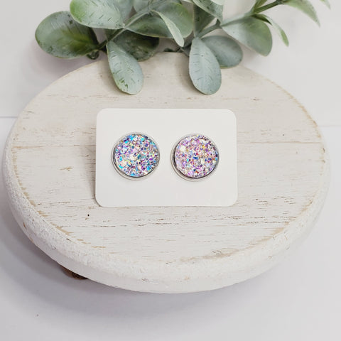12MM Sparkle Clear Studs-Sunshine and Wine Boutique