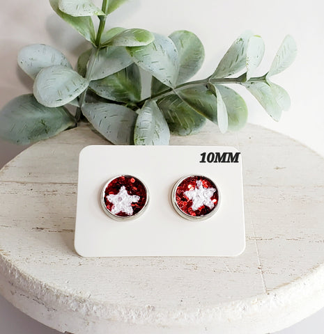 10MM Glitter Star Red Studs-Sunshine and Wine Boutique
