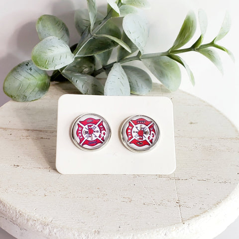 12MM Firefighter Studs-Earrings-Sunshine and Wine Boutique