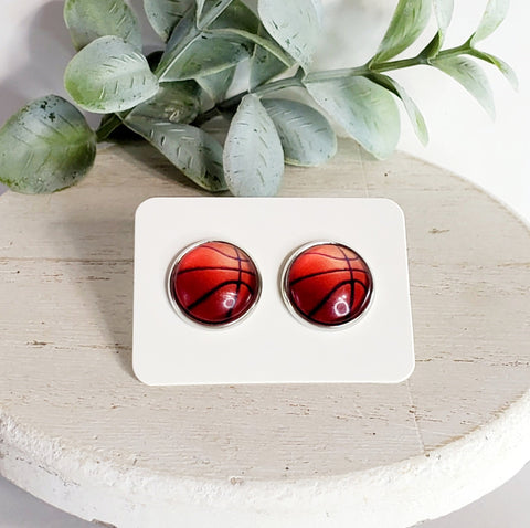 12MM Basketball Studs-Earrings-Sunshine and Wine Boutique