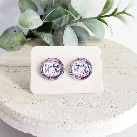 12MM Baseball Mom Studs-Earrings-Sunshine and Wine Boutique