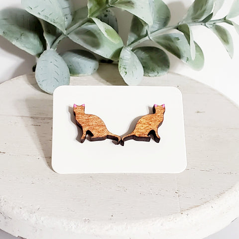 Cat Wood Studs-Sunshine and Wine Boutique