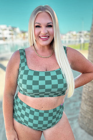 One Eleven North Bali Checkered High Waisted Swim Bottoms