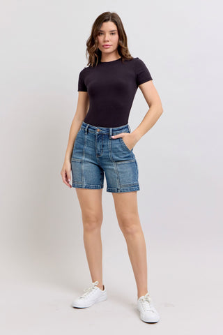 Judy Blue High Waist Utility Mid Denim Short 150316