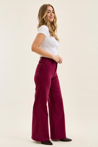 Judy Blue High Waist Tummy Control Boysenberry Retro Wide Leg Denim Jeans 881168
