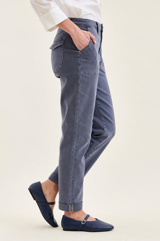 Judy Blue High Waist Aurora Weekender Garment Dyed Vintage Indigo Cuffed Slim Straight Jogger Denim Jeans 881194