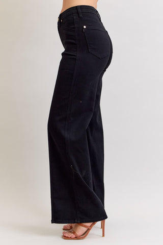 Judy Blue High Waist Retro Wide Leg Black Denim Jeans 881057