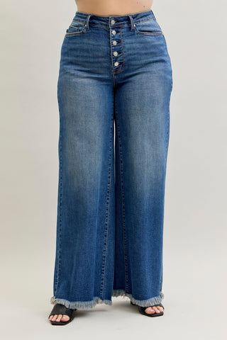 Judy Blue High Waist Column Button Fly & Back Welt Pockets Straight Denim Jeans 881001