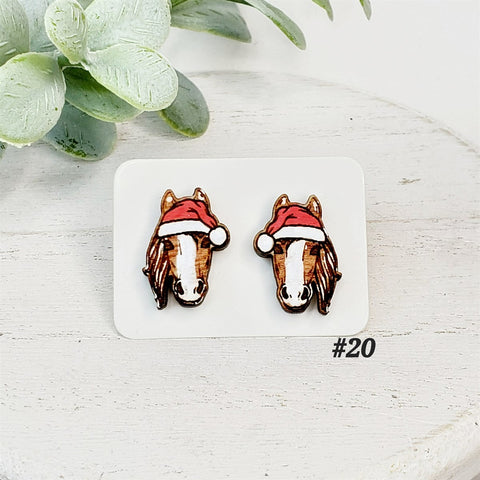 Christmas Wood Studs | Style 20-Sunshine and Wine Boutique