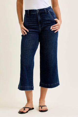 Judy Blue High Waist Ankle Wide Leg Denim Jeans 82694