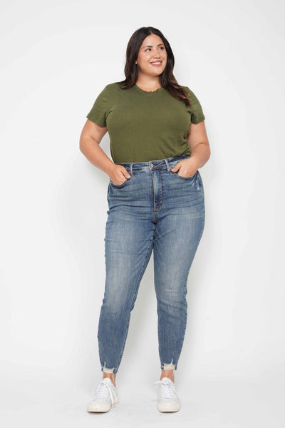 Judy Blue High Waist Tummy Control Vintage Wash Destroy Skinny Denim 88769-Jeans-Sunshine and Wine Boutique