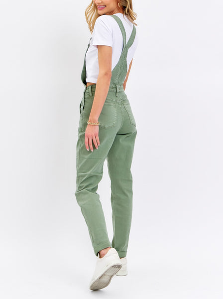 Judy Blue High Waist Garment Dyed Sage Boyfriend Overall Denim Jeans 88840-Jeans-Sunshine and Wine Boutique