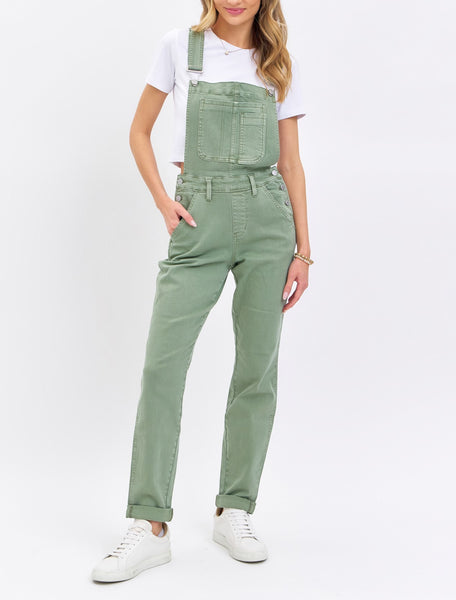 Judy Blue High Waist Garment Dyed Sage Boyfriend Overall Denim Jeans 88840-Jeans-Sunshine and Wine Boutique