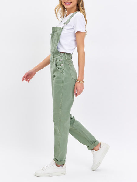 Judy Blue High Waist Garment Dyed Sage Boyfriend Overall Denim Jeans 88840-Jeans-Sunshine and Wine Boutique