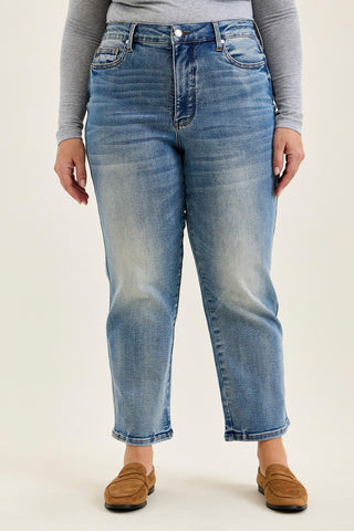 Judy Blue High Waist Tummy Control Peggy Ankle Straight Denim Jeans 881166
