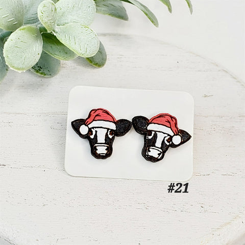 Christmas Wood Studs | Style 21-Sunshine and Wine Boutique