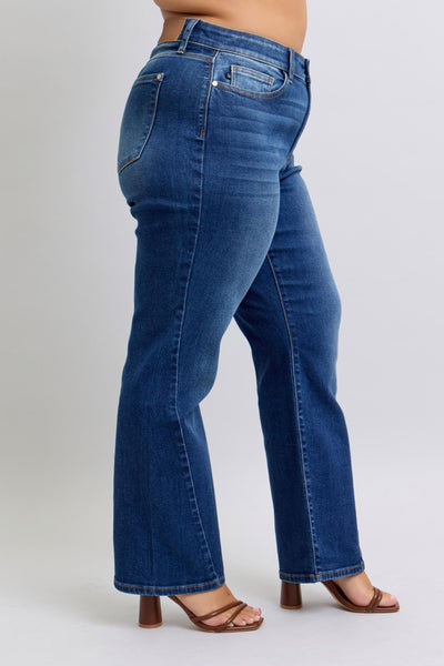 Judy Blue Mid Rise Side Seam Detail Straight Denim Jeans 82629-Jeans-Sunshine and Wine Boutique