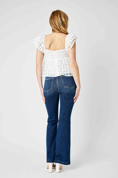 Judy Blue High Waist Angled Side Seam Detail Flare Denim 82538-Jeans-Sunshine and Wine Boutique