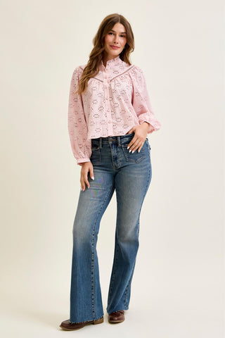 Judy Blue Mid Rise Front Flap Pocket Flare Denim Jeans 881113