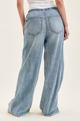 Judy Blue High Waist Featherweight Drawstring Palazzo Denim Jeans 881073