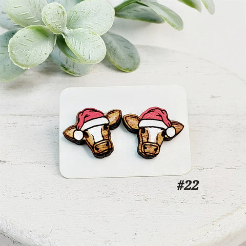 Christmas Wood Studs | Style 22-Sunshine and Wine Boutique
