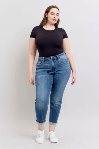 Judy Blue Mid Rise Vintage Wash Boyfriend Denim Jeans 82662