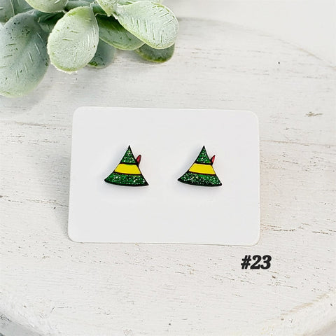 Christmas Wood Studs | Style 23-Sunshine and Wine Boutique