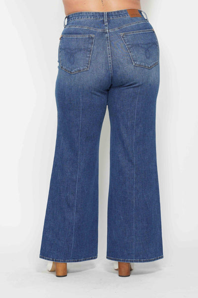 Judy Blue High Waist Tummy Control Retro Wide Leg Denim 88847-Jeans-Sunshine and Wine Boutique