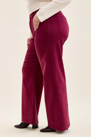 Judy Blue High Waist Tummy Control Boysenberry Retro Wide Leg Denim Jeans 881168