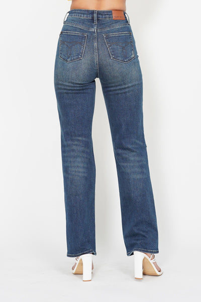 Judy Blue High Waist Knee Ripped Dad Denim 88680-Jeans-Sunshine and Wine Boutique